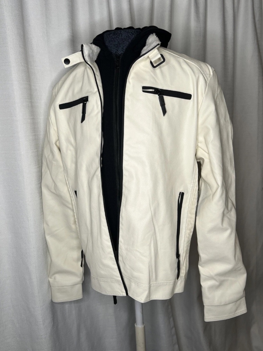 Men's White Contrast-Trim Zip Jacket